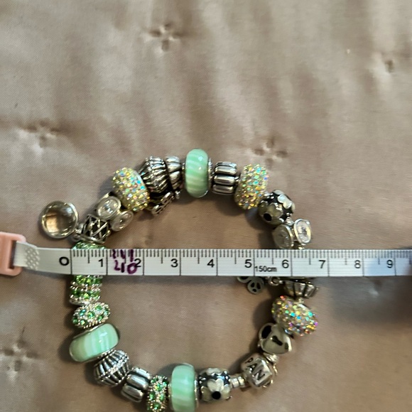 Pandora Silver Bracelet with Green Charms - Picture 3 of 5